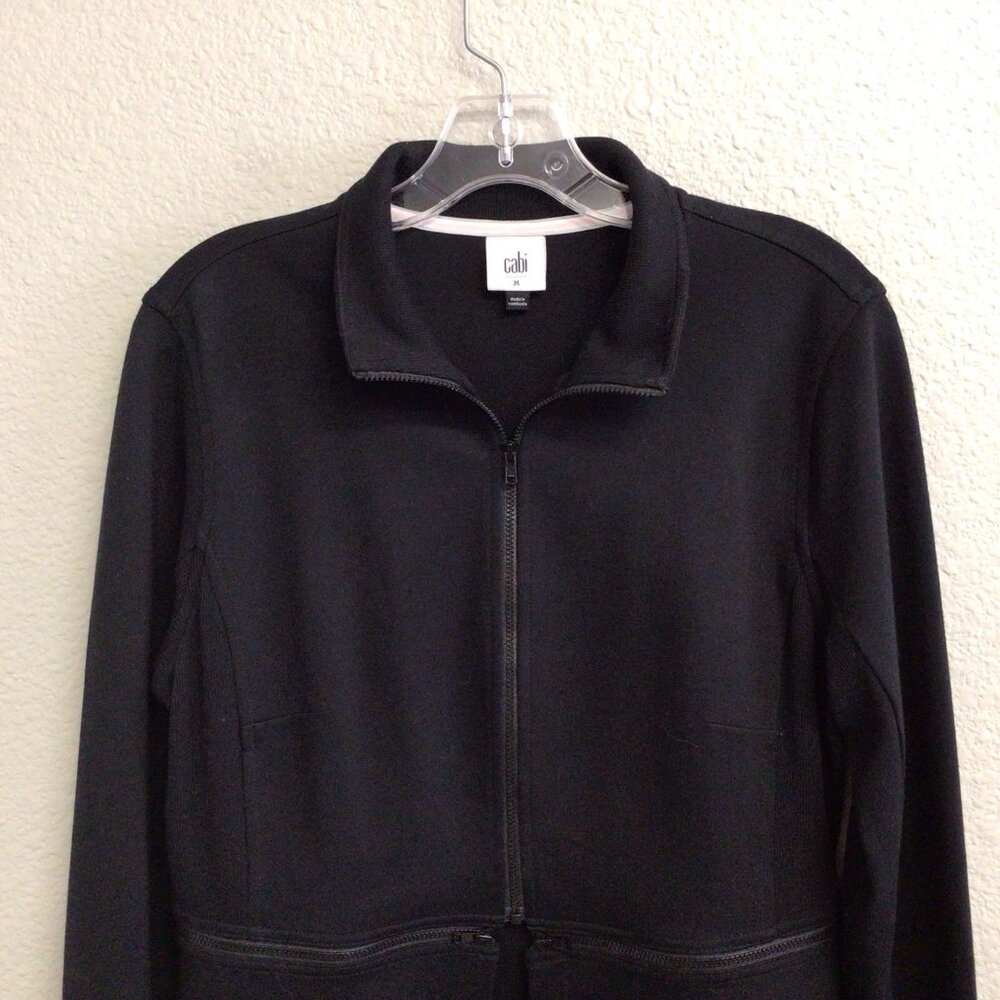 Cabi Relax Convertible Stretch Ponte Knit Long Black Zip Jacket 5655 Sz Medium - Picture 5 of 14